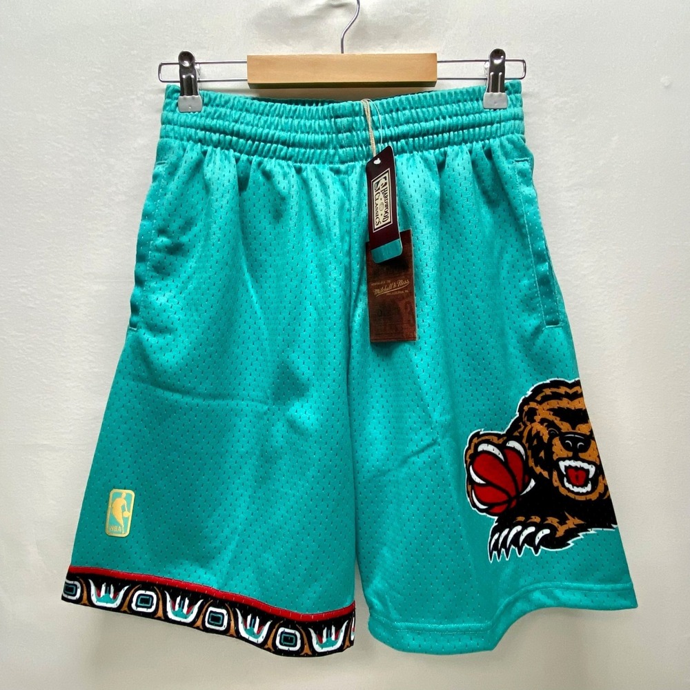 Grizzlies NBA Road Shorts Small Teal 96-97 Basketball Logo HWC Mitchell‎ & Ness